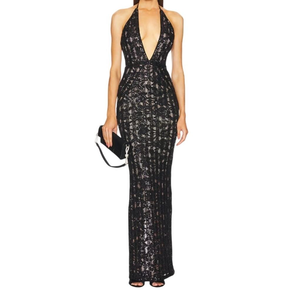 Michael Costello x REVOLVE Monique Gown in Black, Size XS